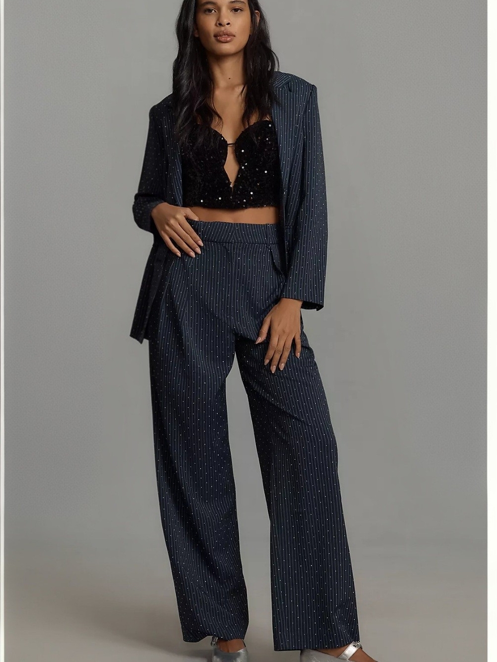 Mare Mare x Anthropologie Sparkle Pinstripe Blazer